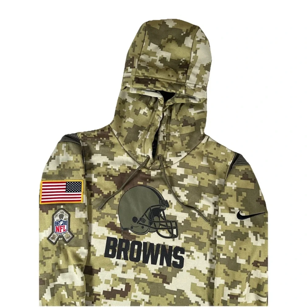 Nike Dri Fit Cleveland Browns Salute to Service Digital Camo Hoodie Men's Sz Med
